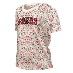 San Francisco 49ers New Era Women's Glam Game Floral Scoop Neck T-Shirt - Cream T-shirts