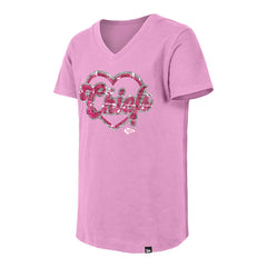 Kansas City Chiefs New Era Girls Youth Flip Sequins V-Neck T-Shirt - Pink T-shirts