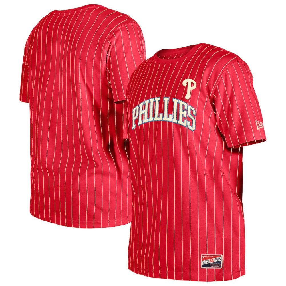 Philadelphia Phillies New Era Throwback Pinstripe T-Shirt - Red T-shirts