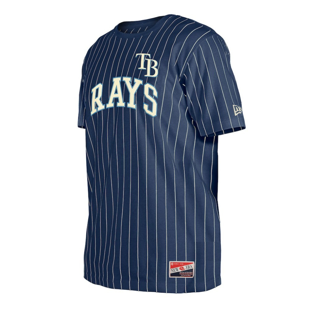 Tampa Bay Rays New Era Throwback Pinstripe T-Shirt - Navy T-shirts