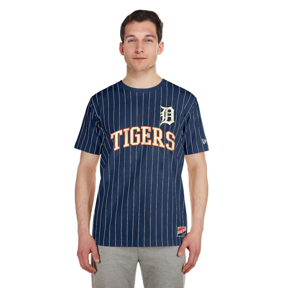 Detroit Tigers New Era Throwback Pinstripe T-Shirt - Navy T-shirts