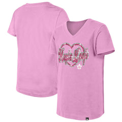Toronto Maple Leafs New Era Girl's Youth Flip Sequin V-Neck T-Shirt - Pink | US 201889040