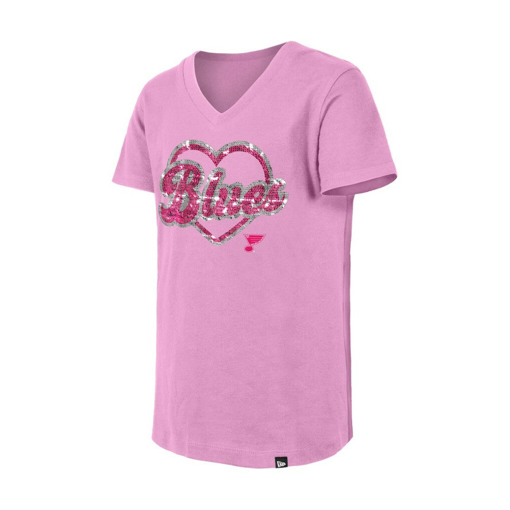 St. Louis Blues New Era Girl's Youth Flip Sequin V-Neck T-Shirt - Pink | US 201889046