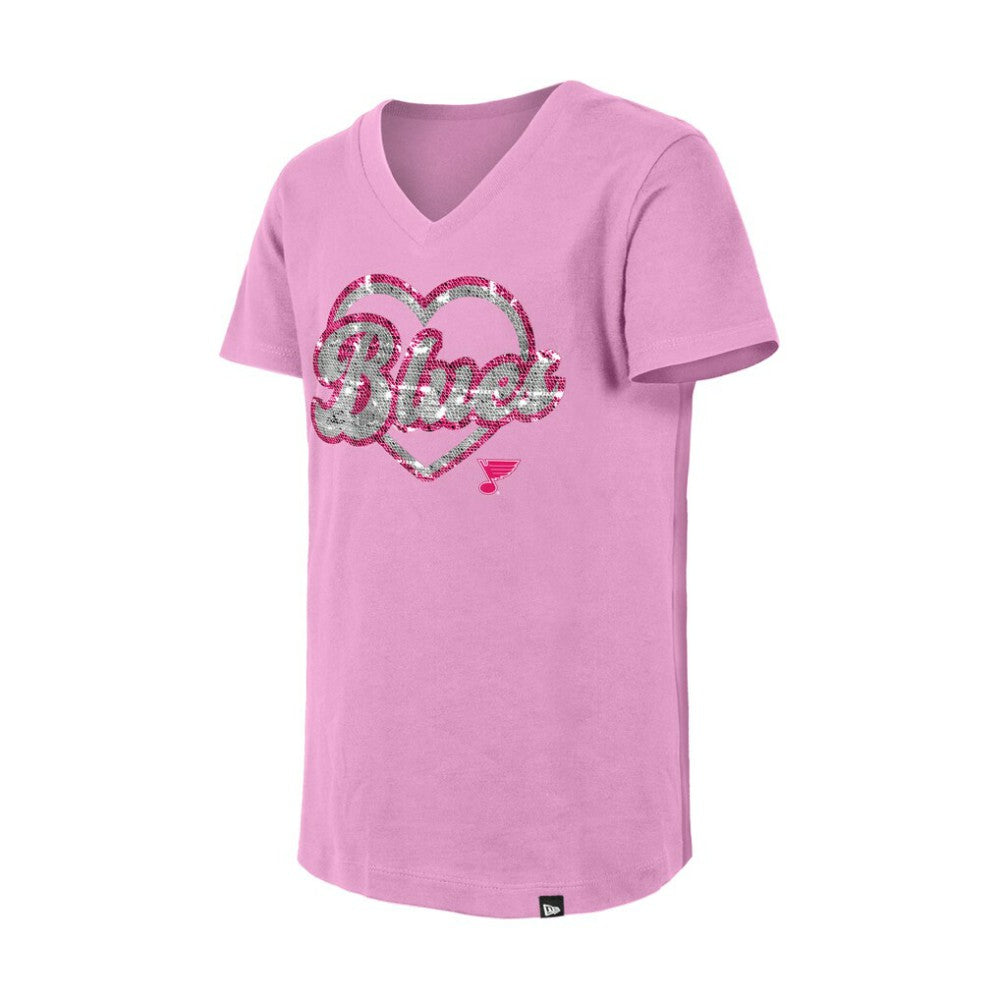 St. Louis Blues New Era Girl's Youth Flip Sequin V-Neck T-Shirt - Pink | US 201889046
