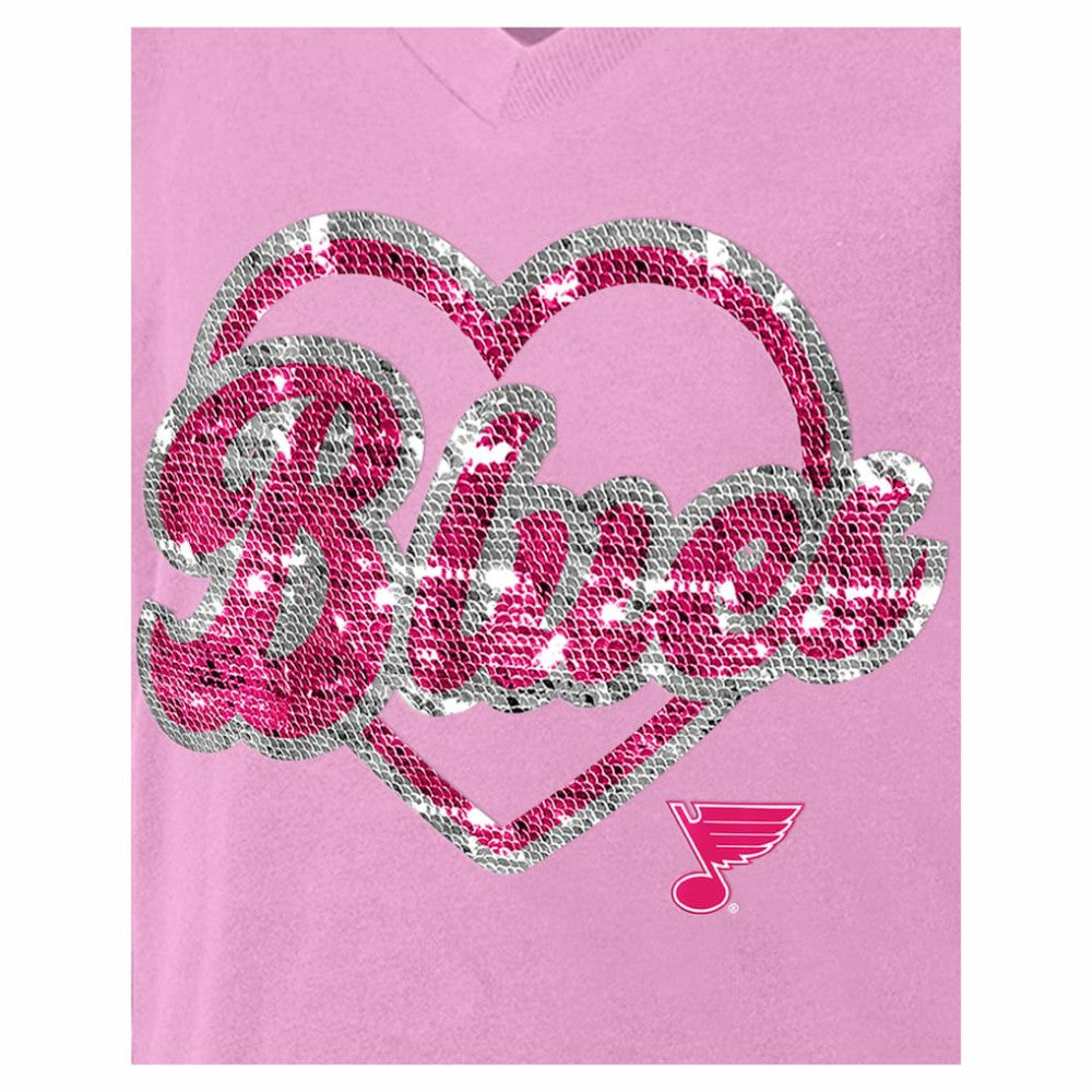 St. Louis Blues New Era Girl's Youth Flip Sequin V-Neck T-Shirt - Pink | US 201889046