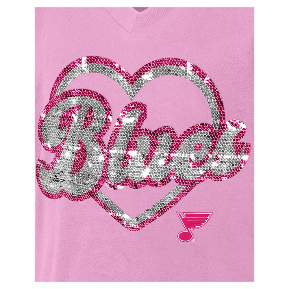 St. Louis Blues New Era Girl's Youth Flip Sequin V-Neck T-Shirt - Pink | US 201889046