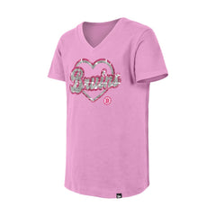 Boston Bruins New Era Girl's Youth Flip Sequin V-Neck T-Shirt - Pink | US 201889051