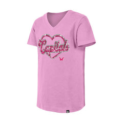 Washington Capitals New Era Girl's Youth Flip Sequin V-Neck T-Shirt - Pink | US 201889053