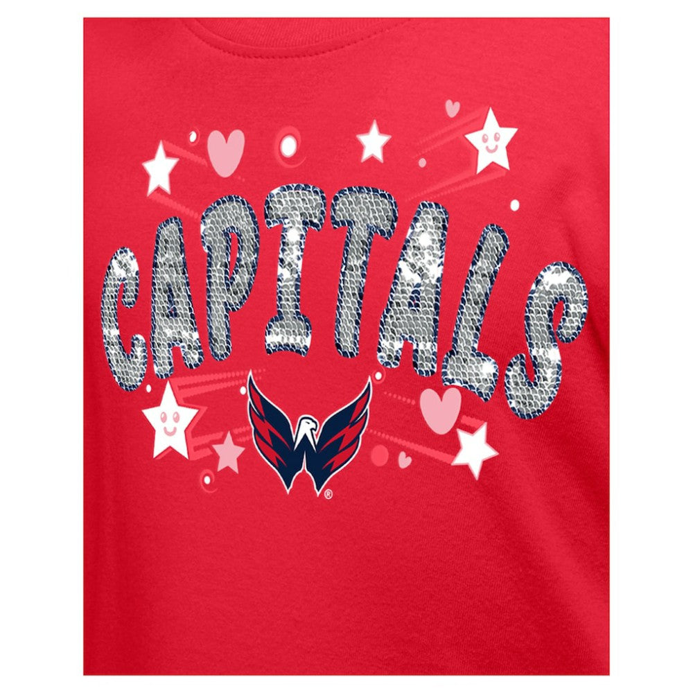 Washington Capitals New Era Girl's Youth Flip Sequin T-Shirt - Red | US 201889054