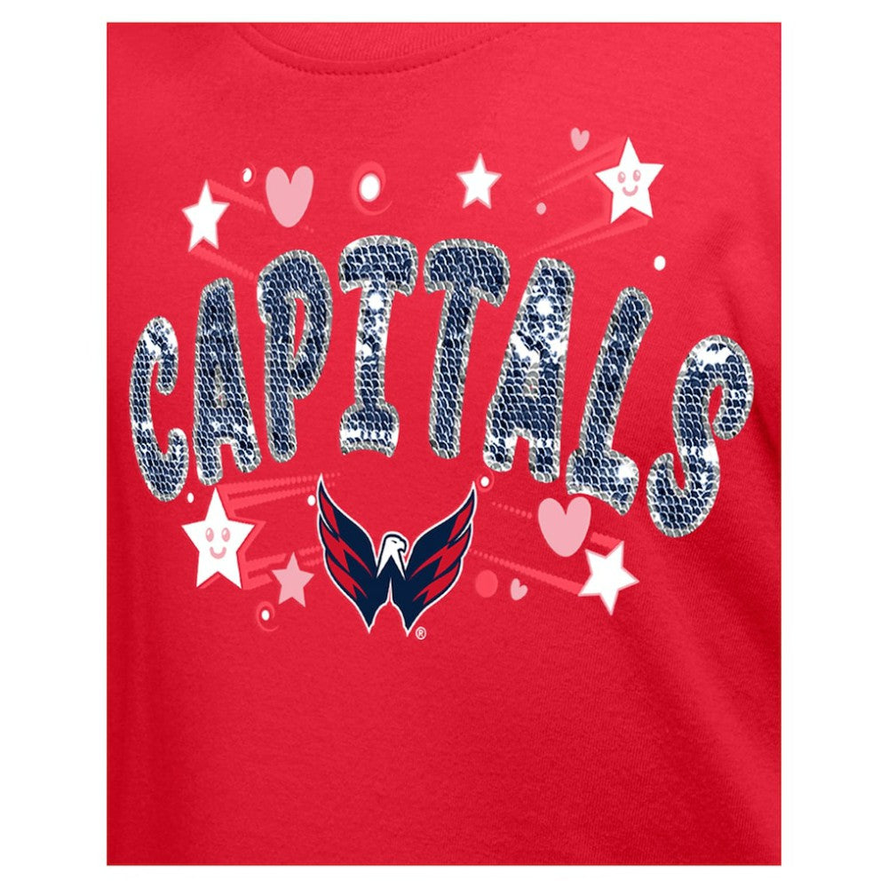 Washington Capitals New Era Girl's Youth Flip Sequin T-Shirt - Red | US 201889054