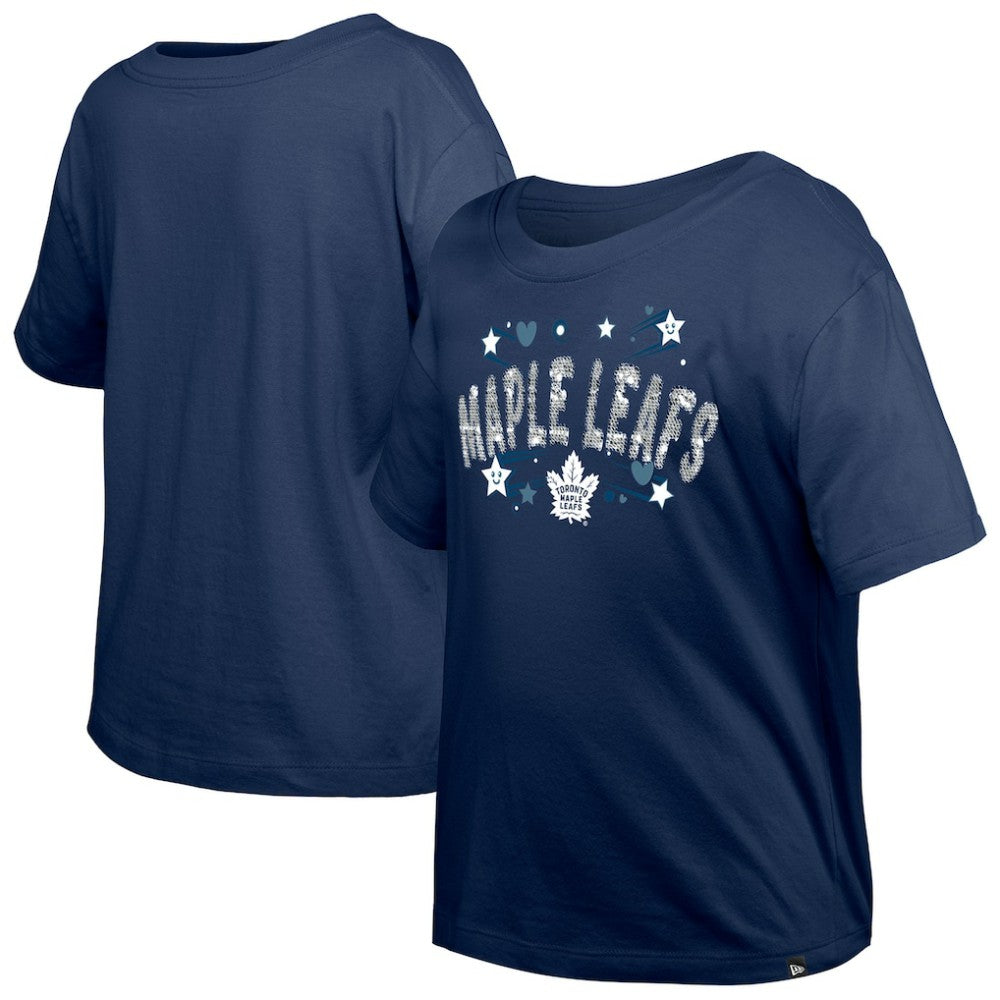 Toronto Maple Leafs New Era Girl's Youth Flip Sequin T-Shirt - Navy | US 201889059