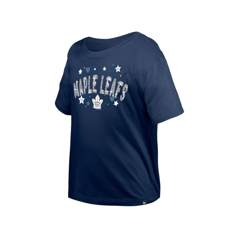 Toronto Maple Leafs New Era Girl's Youth Flip Sequin T-Shirt - Navy | US 201889059