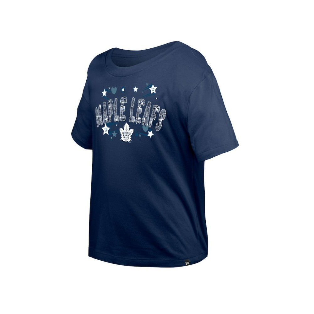 Toronto Maple Leafs New Era Girl's Youth Flip Sequin T-Shirt - Navy | US 201889059