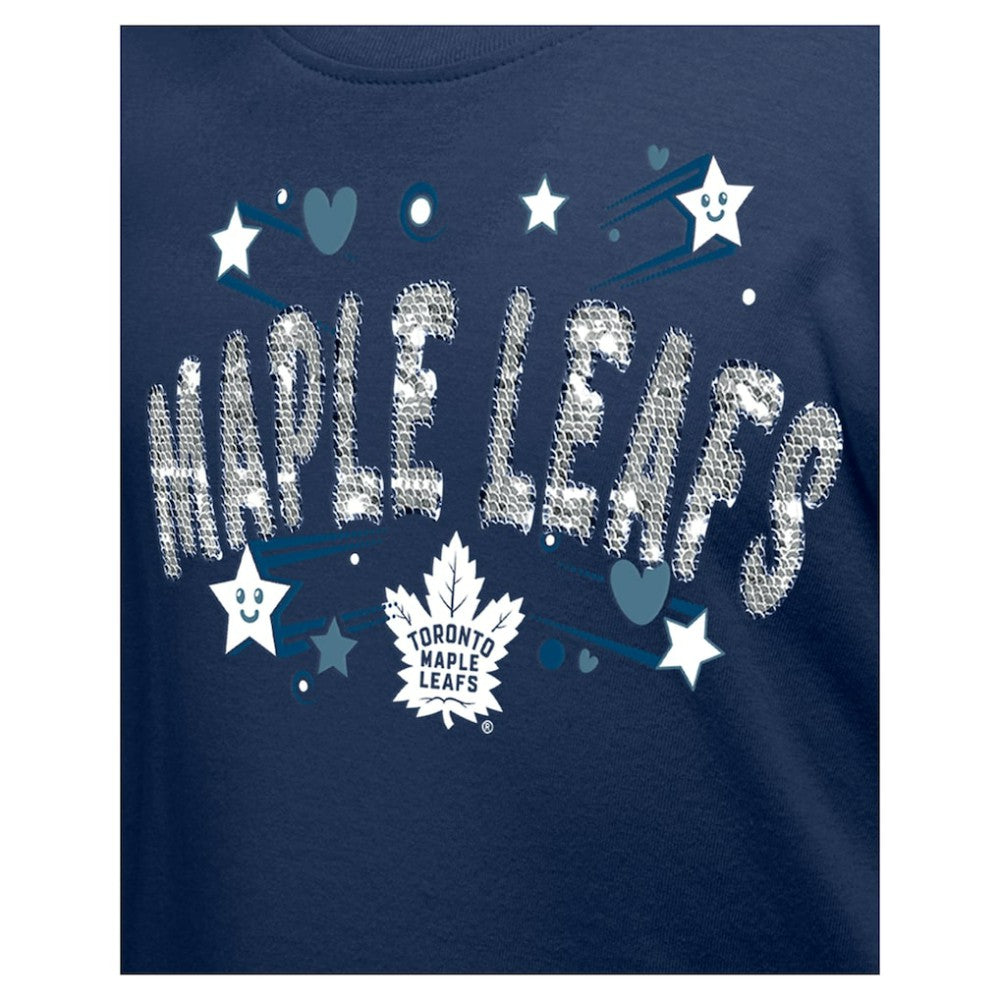 Toronto Maple Leafs New Era Girl's Youth Flip Sequin T-Shirt - Navy | US 201889059