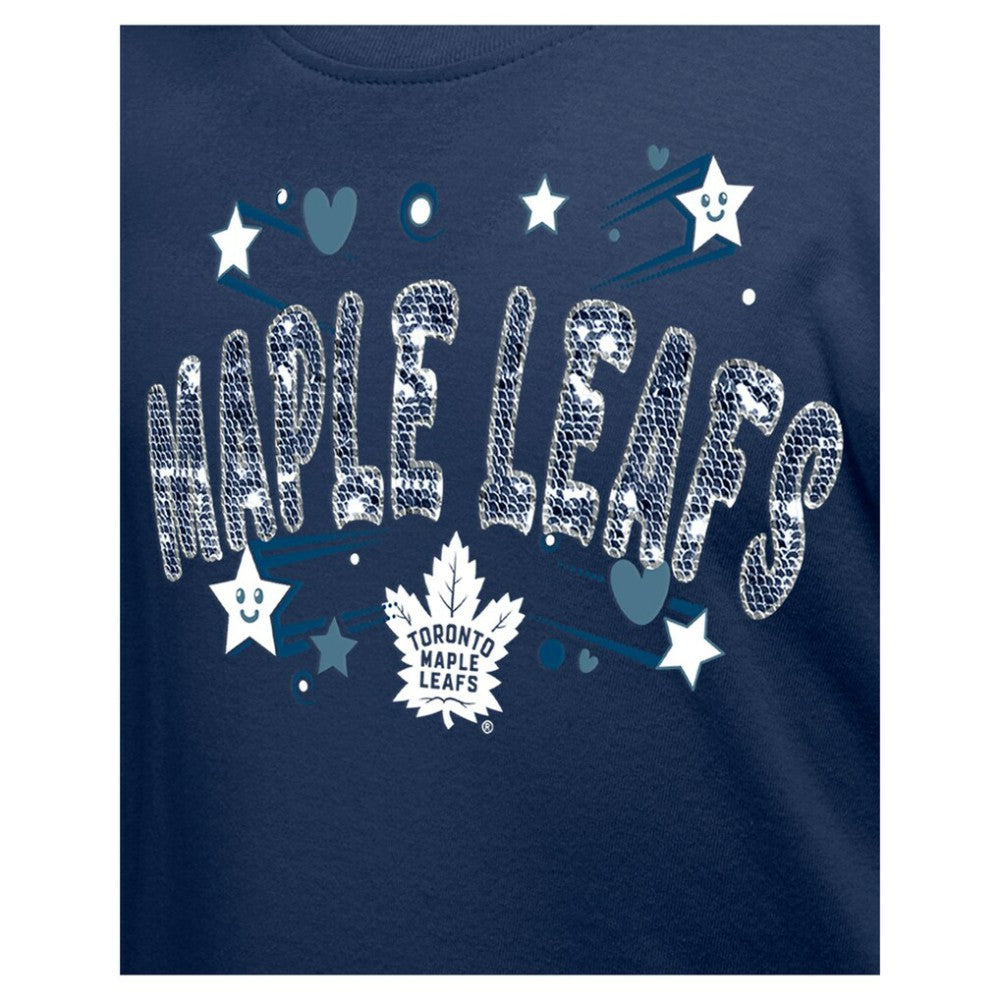 Toronto Maple Leafs New Era Girl's Youth Flip Sequin T-Shirt - Navy | US 201889059