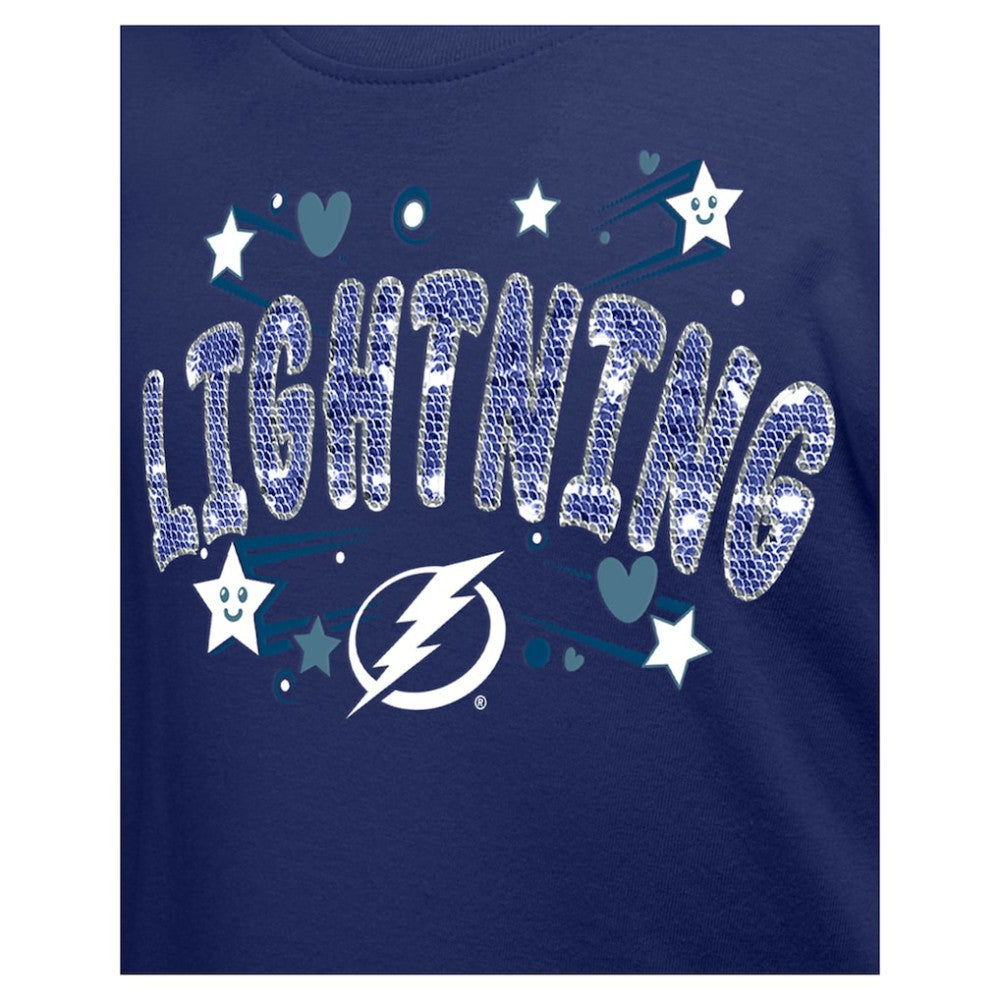 Tampa Bay Lightning New Era Girl's Youth Flip Sequin T-Shirt - Blue | US 201889060