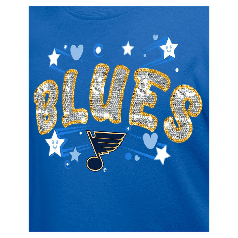 St. Louis Blues New Era Girl's Youth Flip Sequin T-Shirt - Blue | US 201889061