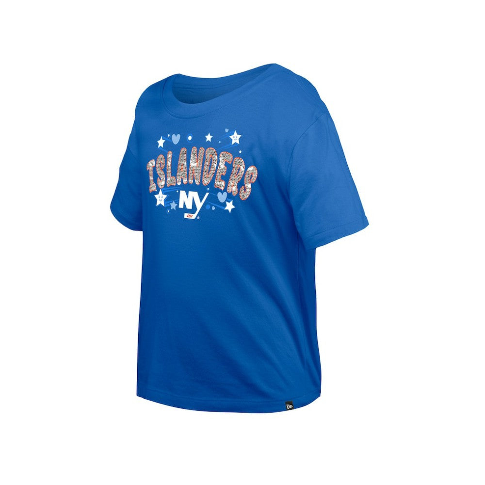 New York Islanders New Era Girl's Youth Flip Sequin T-Shirt - Blue | US 201889065