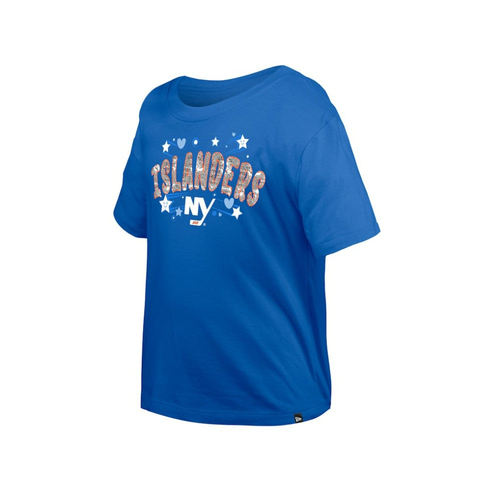 New York Islanders New Era Girl's Youth Flip Sequin T-Shirt - Blue | US 201889065