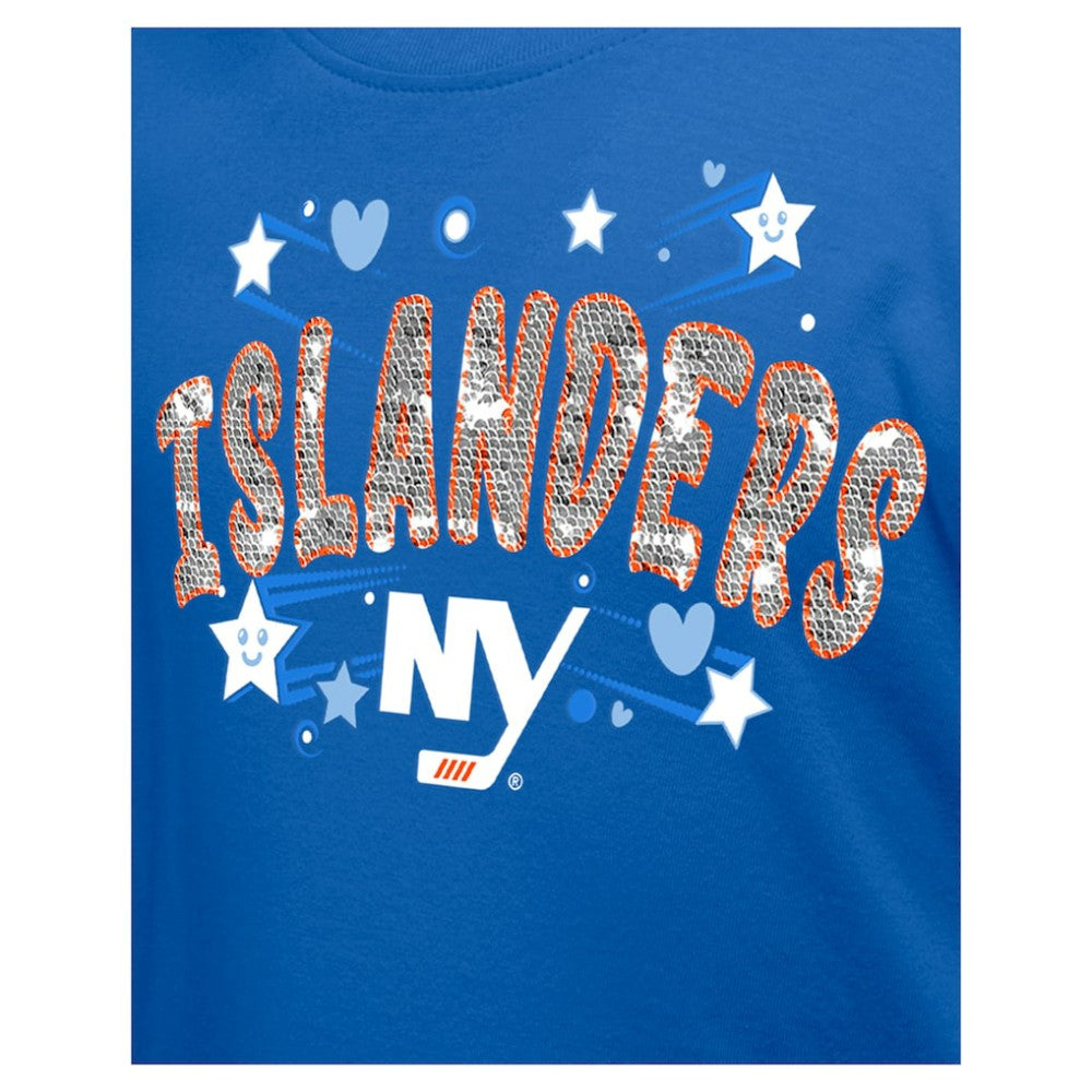 New York Islanders New Era Girl's Youth Flip Sequin T-Shirt - Blue | US 201889065