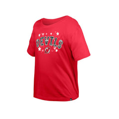 New Jersey Devils New Era Girl's Youth Flip Sequin T-Shirt - Red | US 201889066