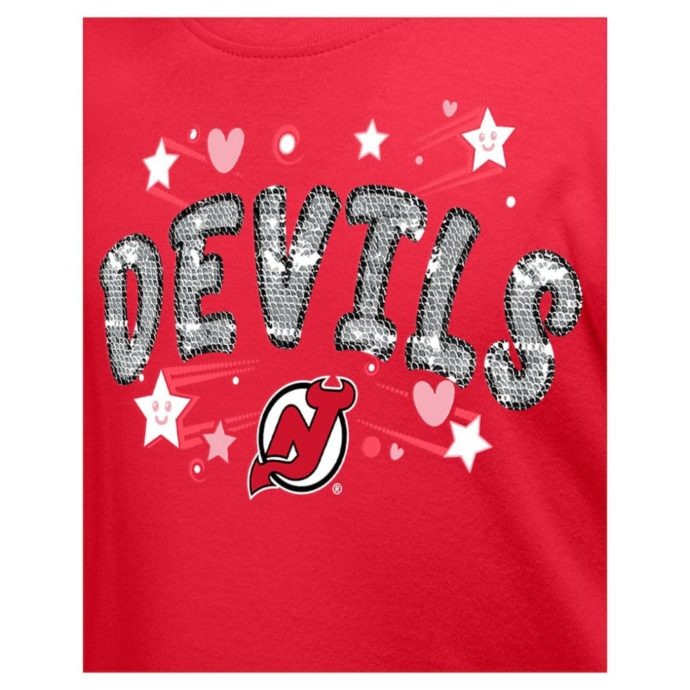 New Jersey Devils New Era Girl's Youth Flip Sequin T-Shirt - Red | US 201889066