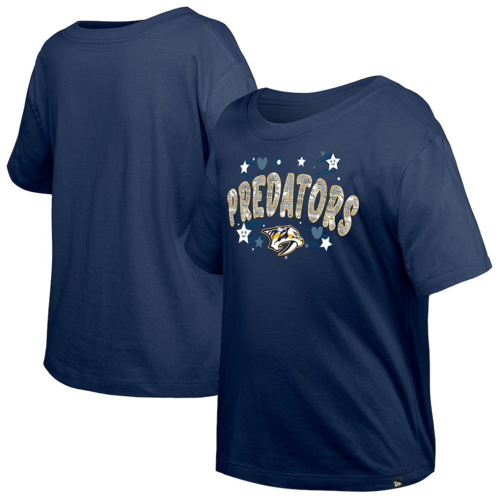 Nashville Predators New Era Girl's Youth Flip Sequin T-Shirt - Navy | US 201889067