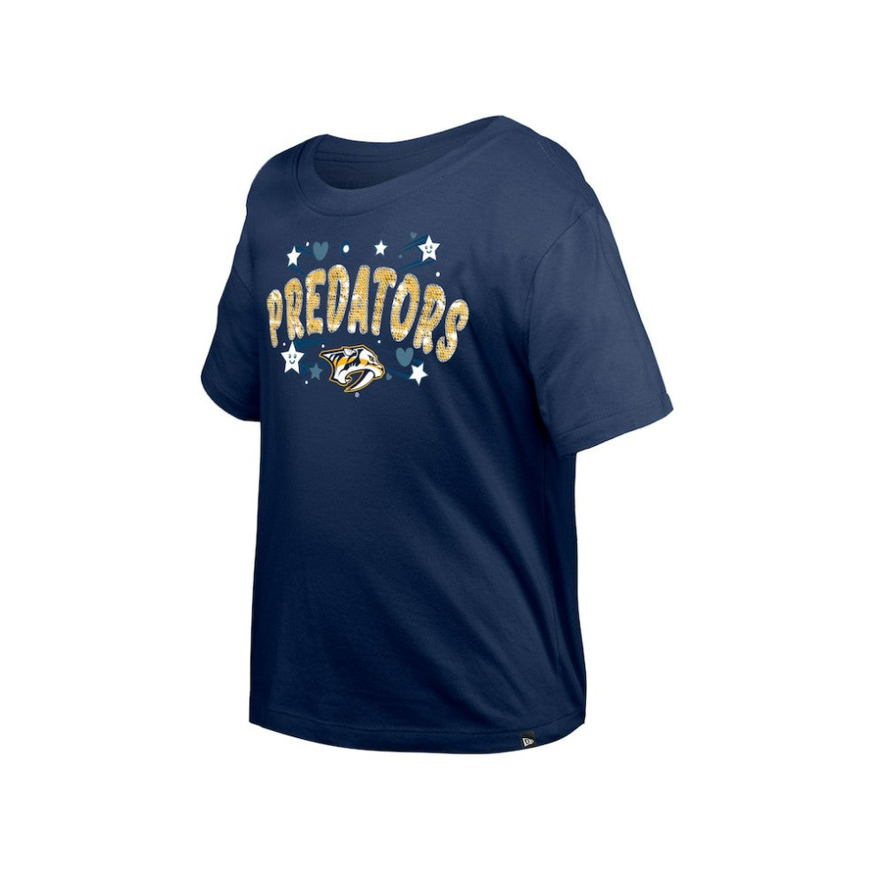 Nashville Predators New Era Girl's Youth Flip Sequin T-Shirt - Navy | US 201889067