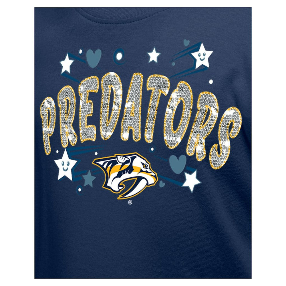 Nashville Predators New Era Girl's Youth Flip Sequin T-Shirt - Navy | US 201889067