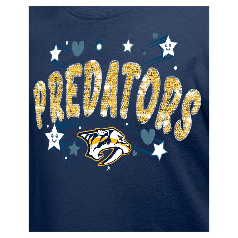 Nashville Predators New Era Girl's Youth Flip Sequin T-Shirt - Navy | US 201889067