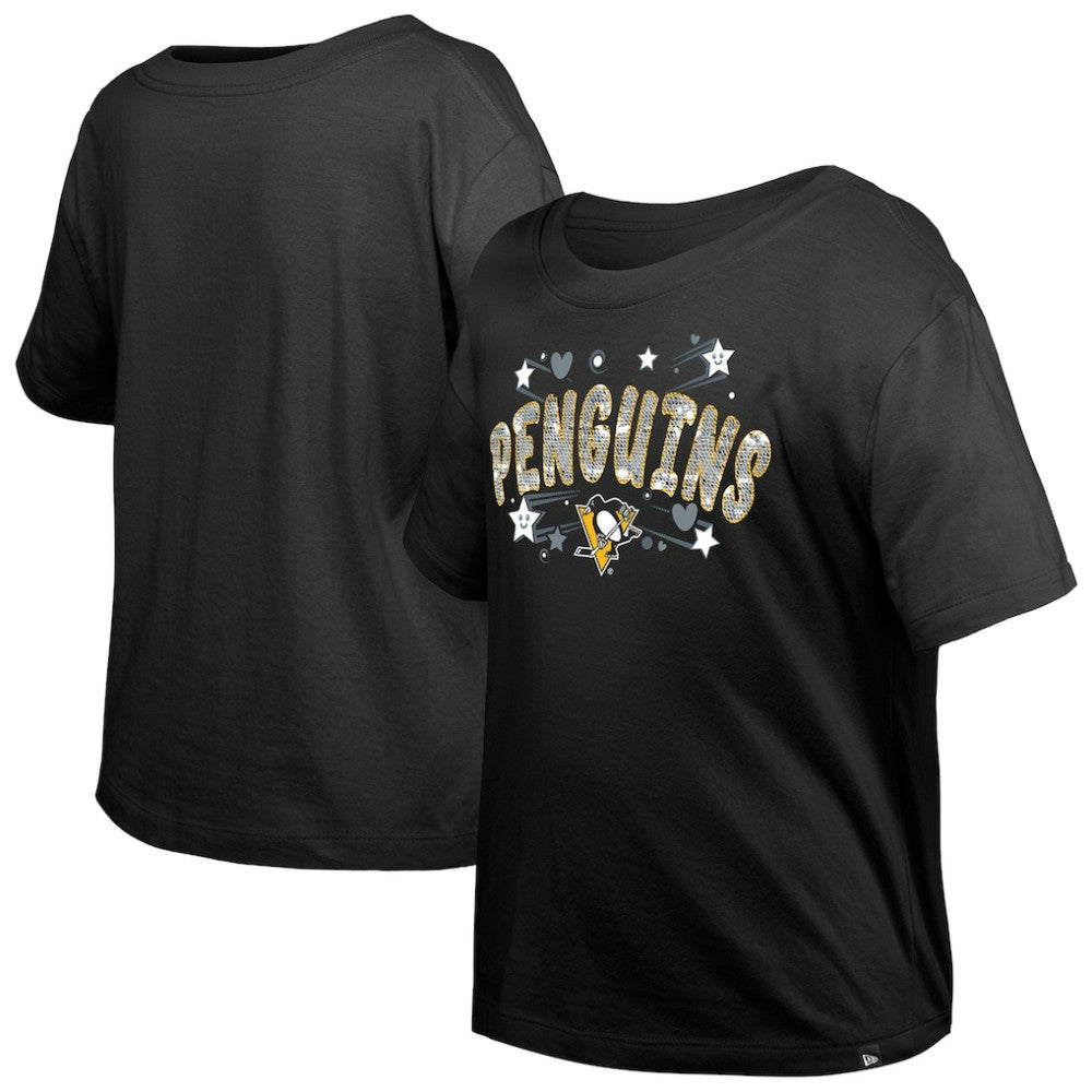 Pittsburgh Penguins New Era Girl's Youth Flip Sequin T-Shirt - Black | US 201889068
