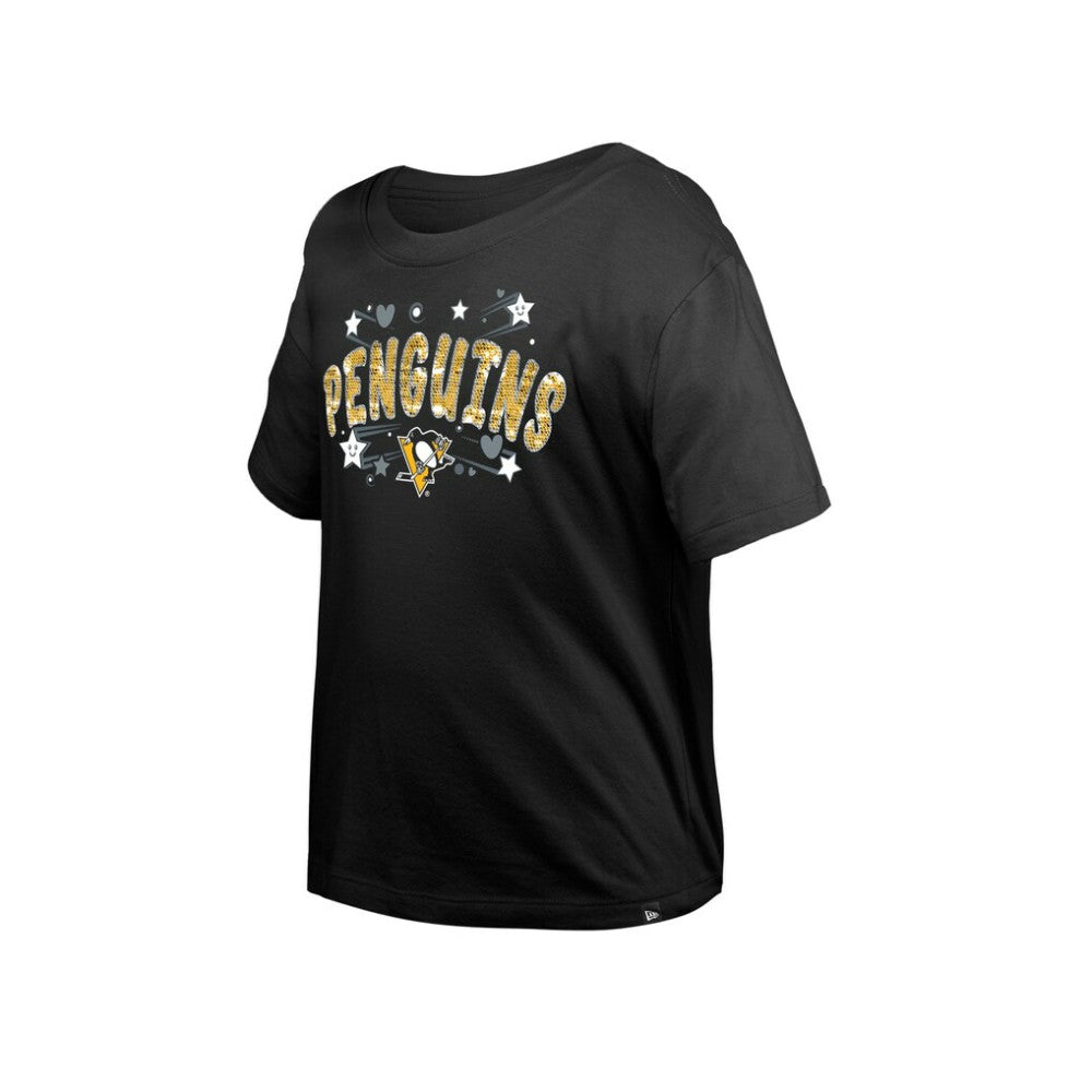 Pittsburgh Penguins New Era Girl's Youth Flip Sequin T-Shirt - Black | US 201889068