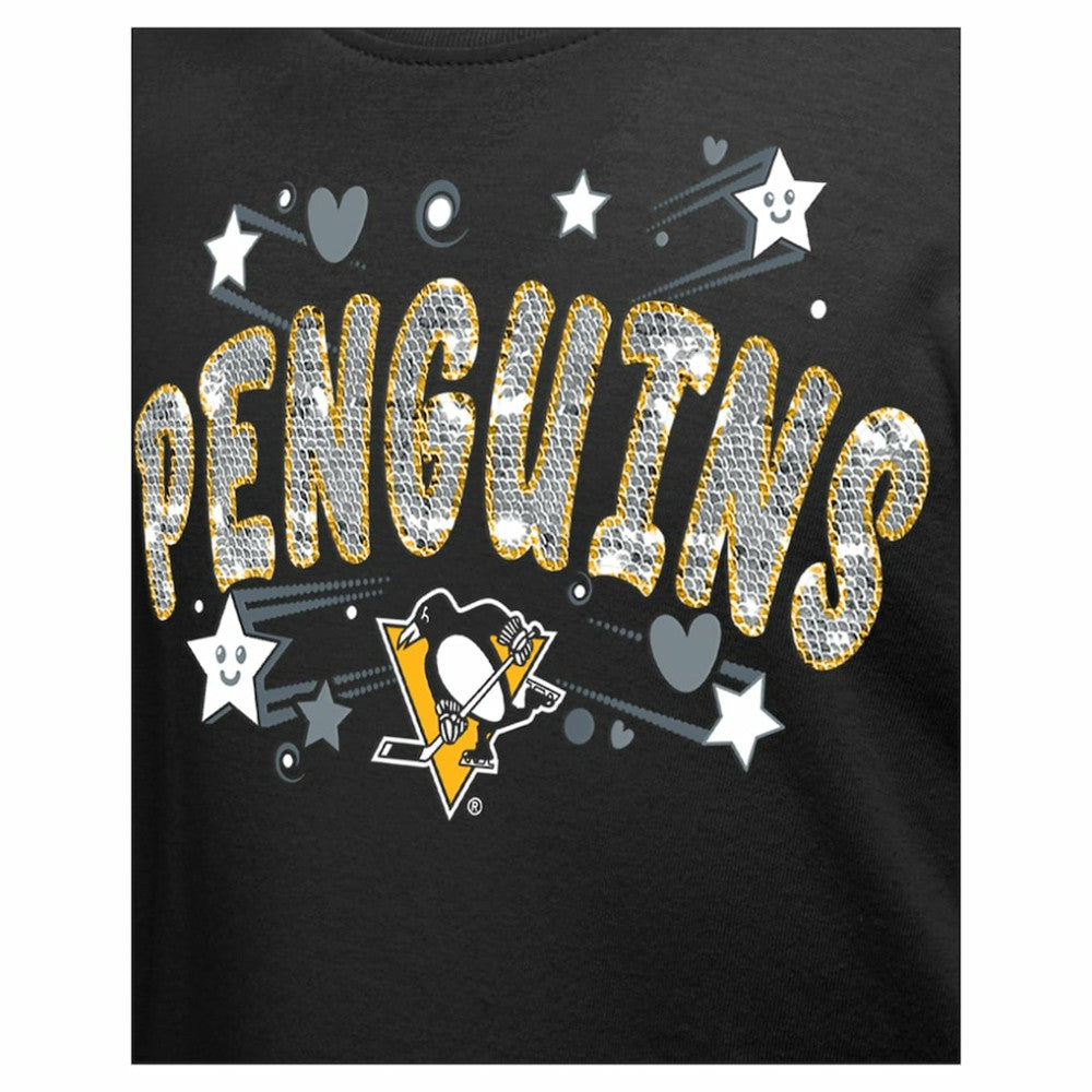 Pittsburgh Penguins New Era Girl's Youth Flip Sequin T-Shirt - Black | US 201889068