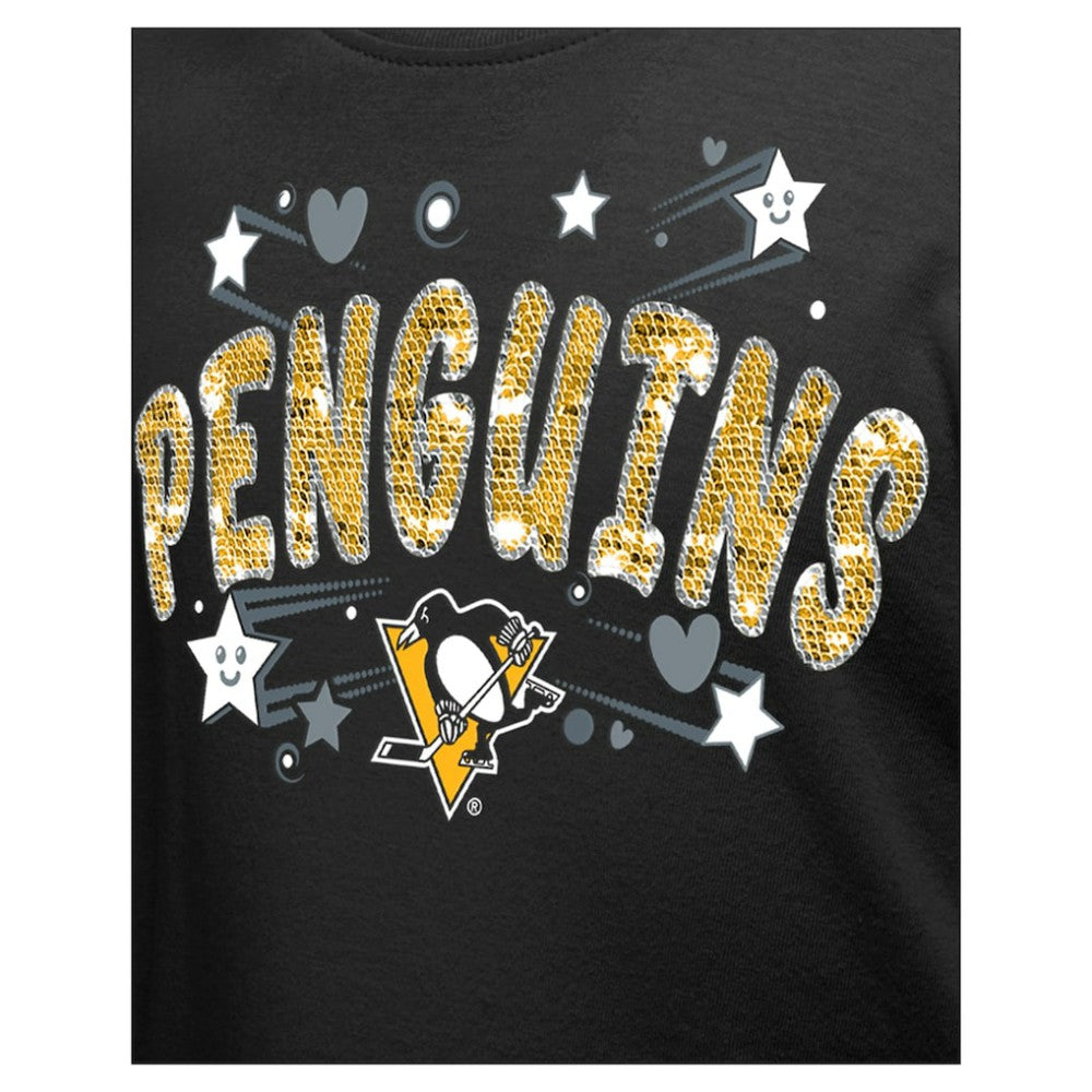 Pittsburgh Penguins New Era Girl's Youth Flip Sequin T-Shirt - Black | US 201889068