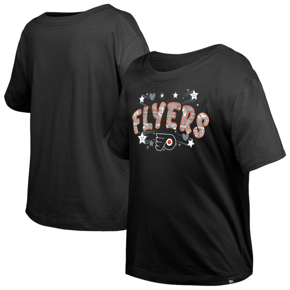 Philadelphia Flyers New Era Girl's Youth Flip Sequin T-Shirt - Black | US 201889071
