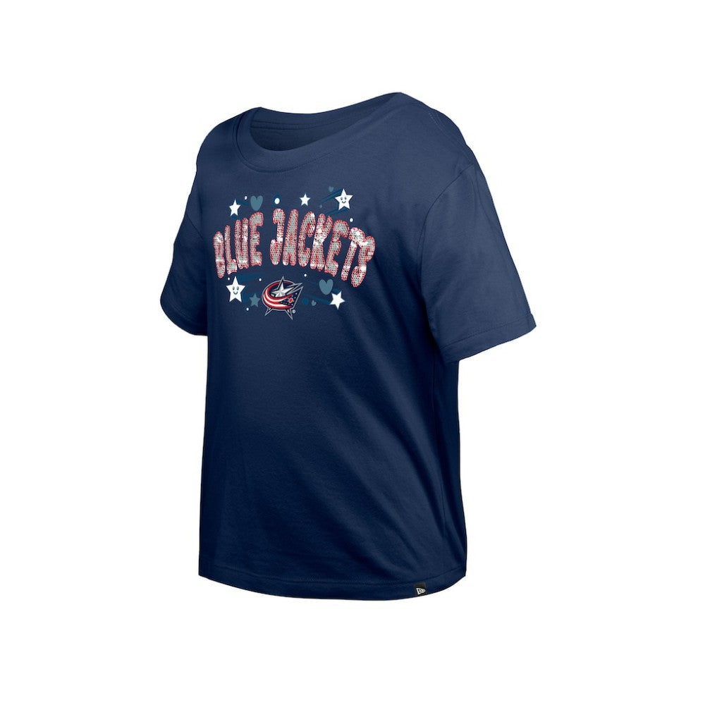 Columbus Blue Jackets New Era Girl's Youth Flip Sequin T-Shirt - Navy | US 201889072
