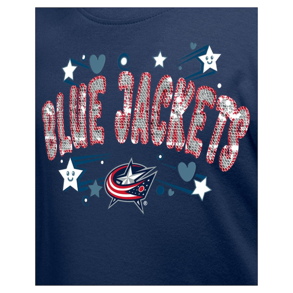 Columbus Blue Jackets New Era Girl's Youth Flip Sequin T-Shirt - Navy | US 201889072