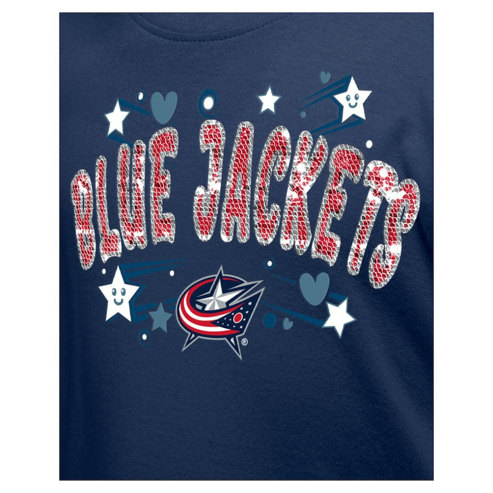 Columbus Blue Jackets New Era Girl's Youth Flip Sequin T-Shirt - Navy | US 201889072