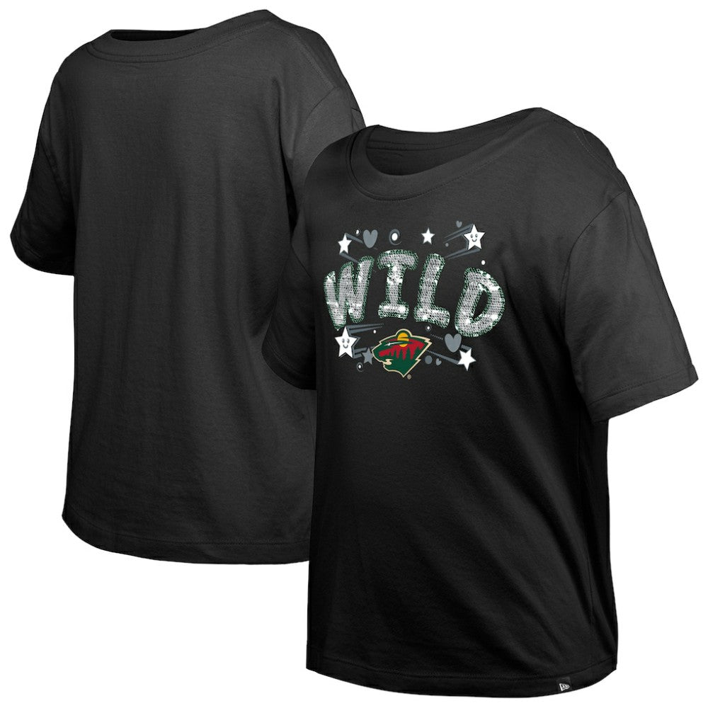 Minnesota Wild New Era Girl's Youth Flip Sequin T-Shirt - Black | US 201889074