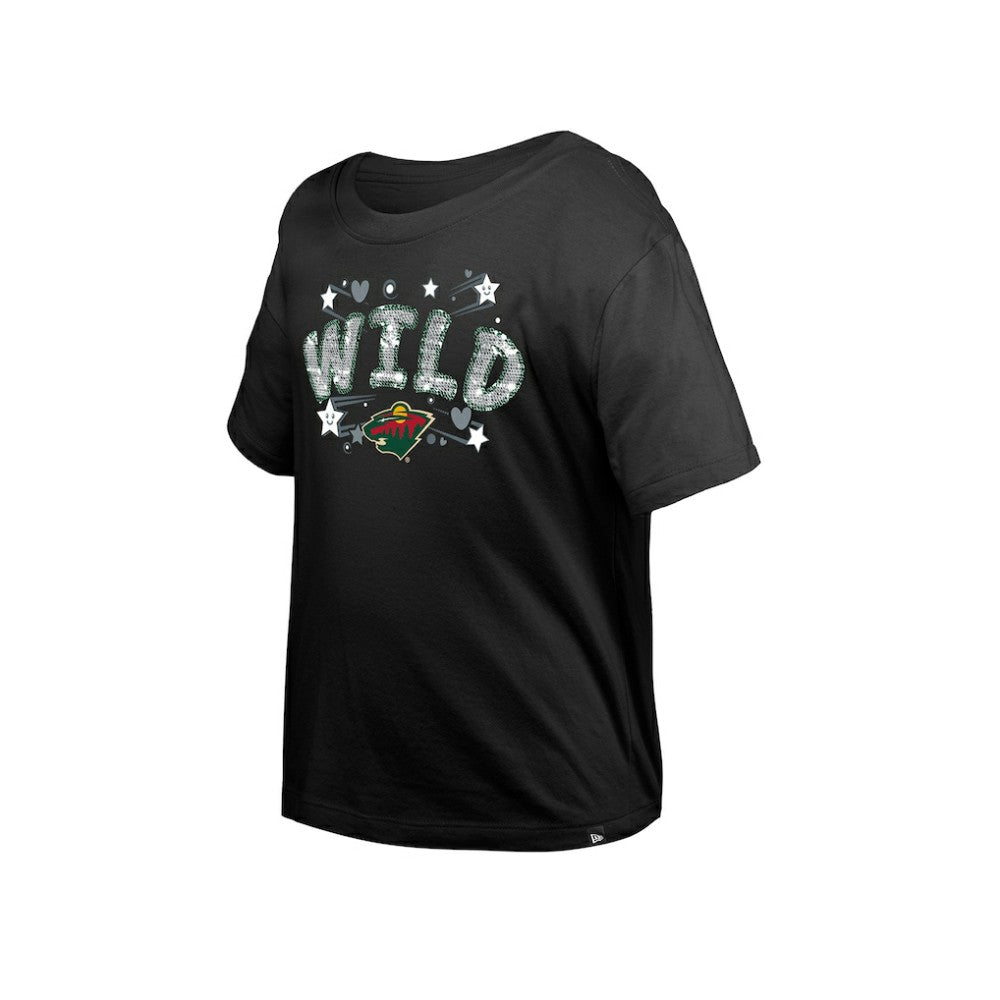 Minnesota Wild New Era Girl's Youth Flip Sequin T-Shirt - Black | US 201889074