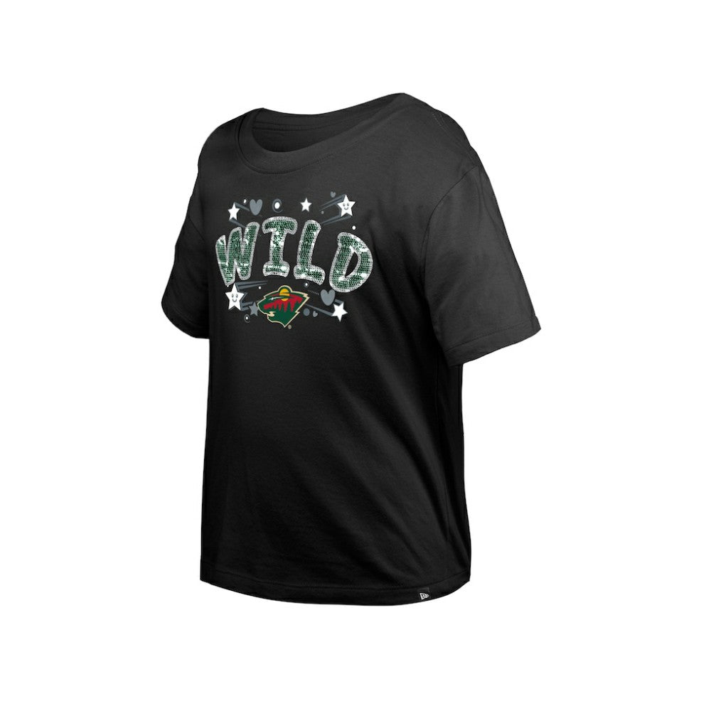 Minnesota Wild New Era Girl's Youth Flip Sequin T-Shirt - Black | US 201889074