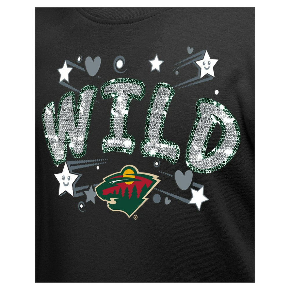 Minnesota Wild New Era Girl's Youth Flip Sequin T-Shirt - Black | US 201889074