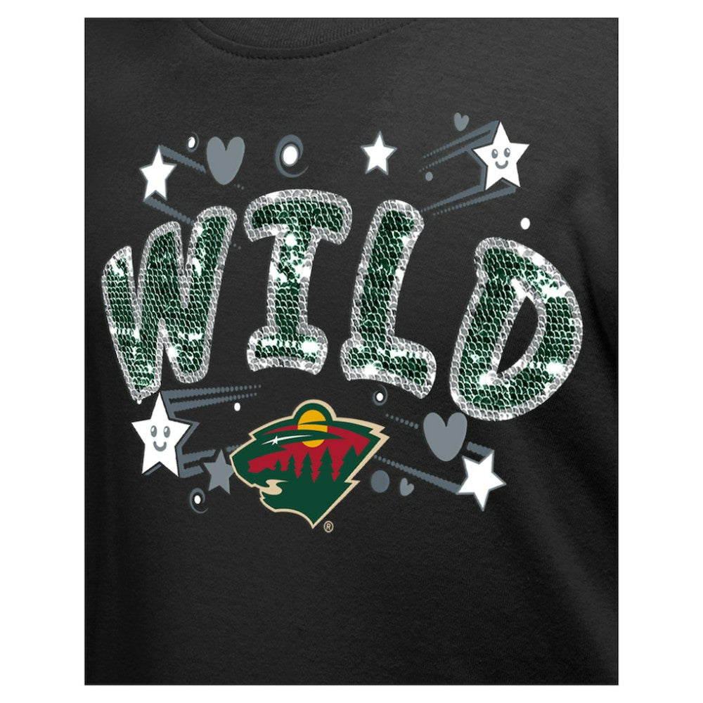 Minnesota Wild New Era Girl's Youth Flip Sequin T-Shirt - Black | US 201889074