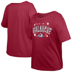 Colorado Avalanche New Era Girl's Youth Flip Sequin T-Shirt - Dark Red | US 201889077
