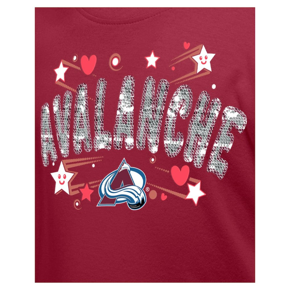 Colorado Avalanche New Era Girl's Youth Flip Sequin T-Shirt - Dark Red | US 201889077