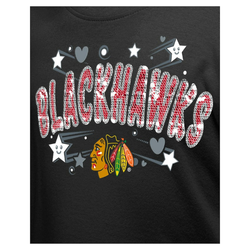 Chicago Blackhawks New Era Girl's Youth Flip Sequin T-Shirt - Black | US 201889078