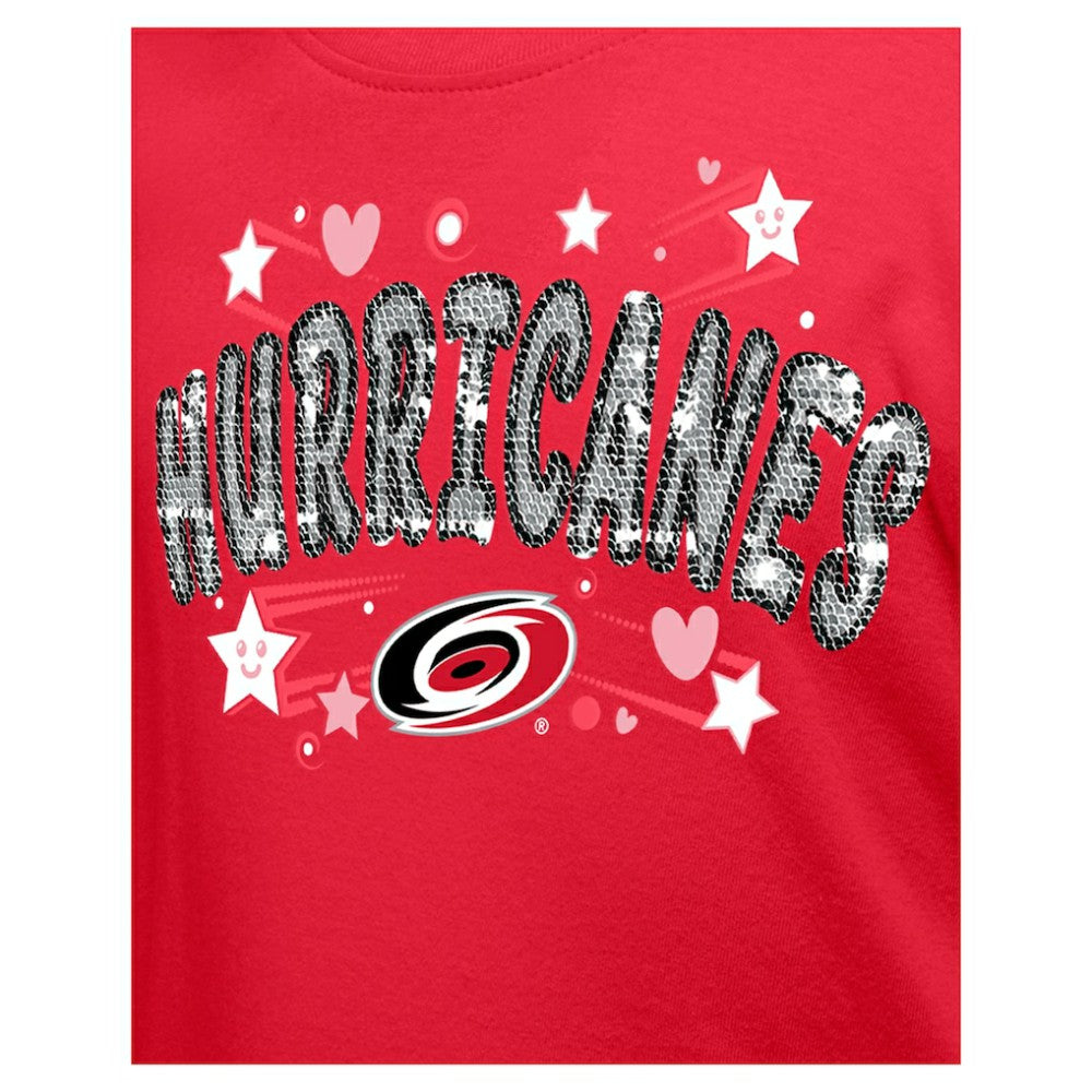 Carolina Hurricanes New Era Girl's Youth Flip Sequin T-Shirt - Red | US 201889079