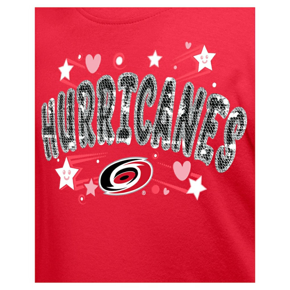 Carolina Hurricanes New Era Girl's Youth Flip Sequin T-Shirt - Red | US 201889079