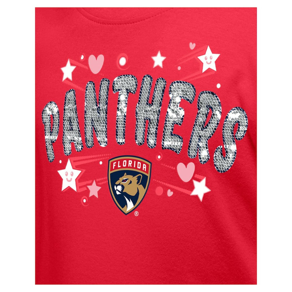 Florida Panthers New Era Girl's Youth Flip Sequin T-Shirt - Red | US 201889081