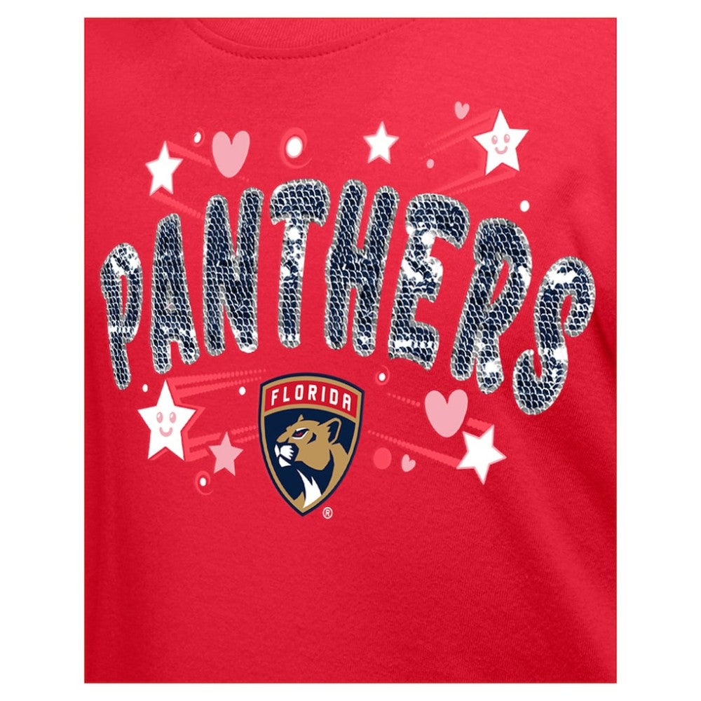 Florida Panthers New Era Girl's Youth Flip Sequin T-Shirt - Red | US 201889081